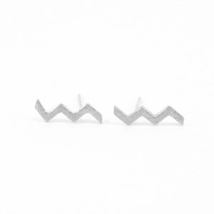 Silver Zig Zag Ear Climbers Lightning Bolt Studs